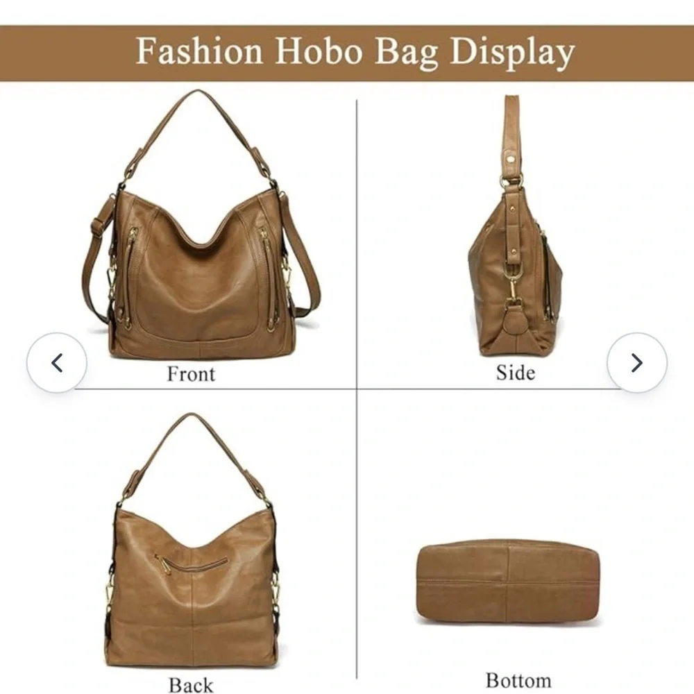 Kasqo Amazon leather hobo shoulder bag brown classic tote Westerncore essential